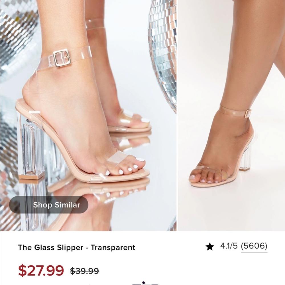 Glass (clear) chunky strap heels